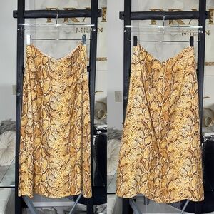 Reformation Snakeskin Print Bias Cut Slip Midi Skirt Womens Size 4 EUC